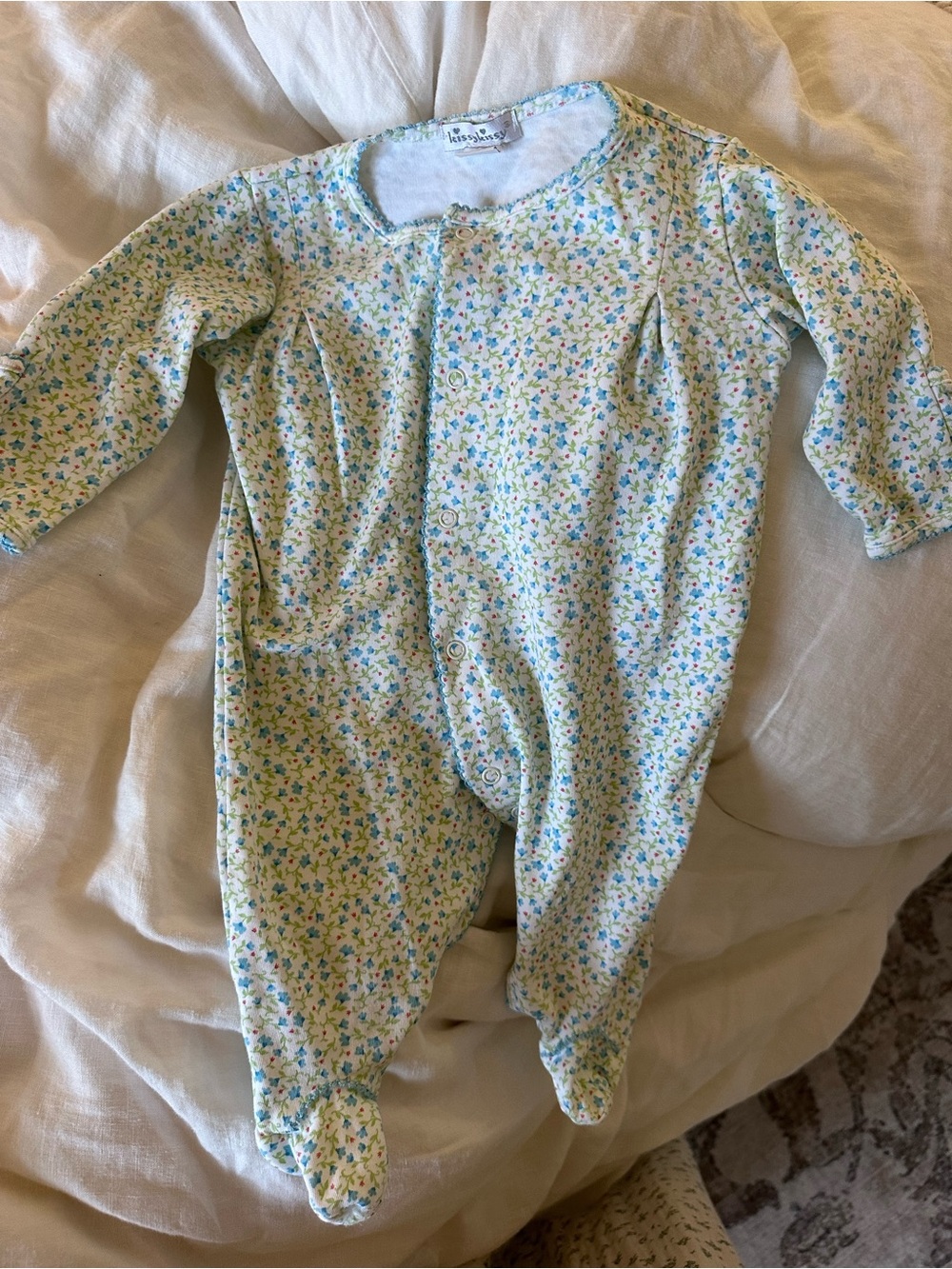 Kissy Kissy Blue Floral Onesie 3-6M